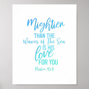 Höher als die Waves Bible Verse Wall Art Blue Poster