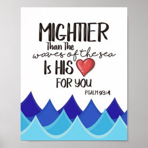Höher als die Waves Bible Verse Wall Art Poster