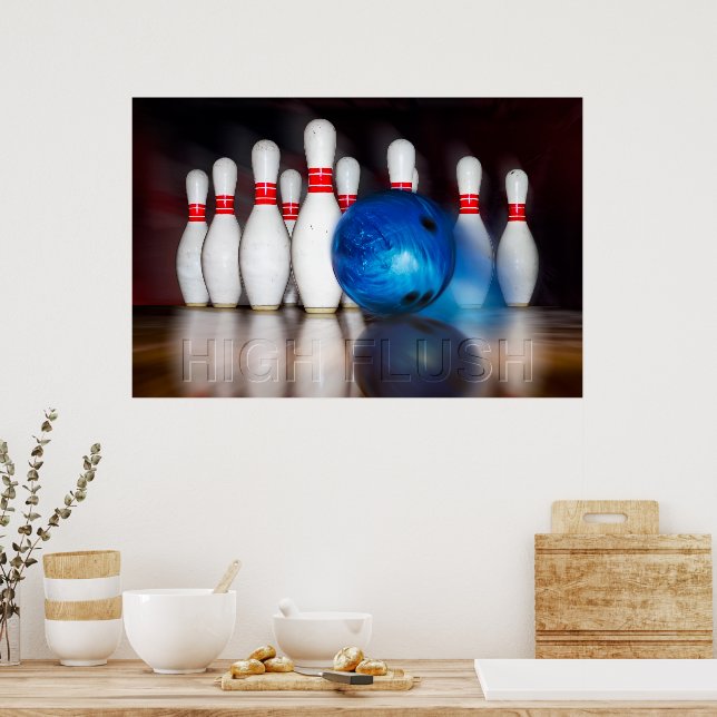 Hoher Flush, Bowling Ball Strike, Bowling Art Poster (Küche)