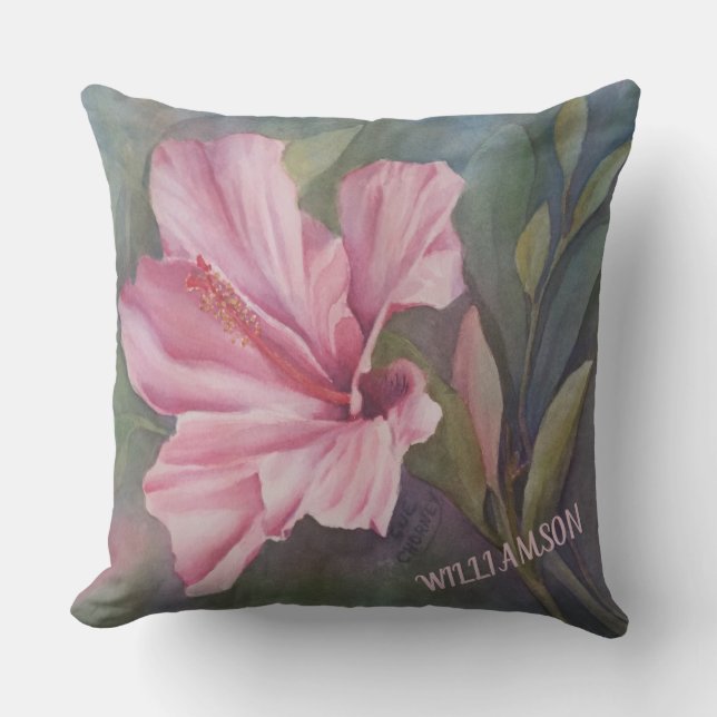 HOHER PINK-HIBISKUS AUSSENPILLOW KISSEN (Vorderseite)