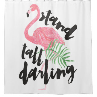 Hoher rosa Flamingo des schwarzen Duschvorhang