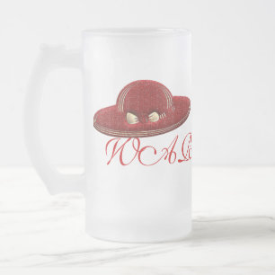 Hoher roter Hut-warnende GlasTasse Mattglas Bierglas