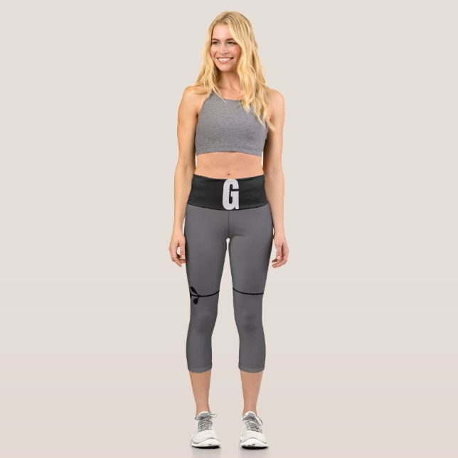 Hoher Taillgrau Capri Leggings (Vorderseite)