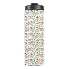 Hoher Tumbler mit schwarzem Deckel, mit einem spie Thermosbecher