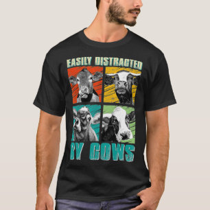 Höhere Kuh, abgelenkt durch Kühe Heifer Farm T-Shirt