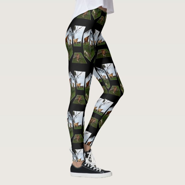 Höhere Kuh Dimensionen Kunst, schwarz Leggings (Rechts)