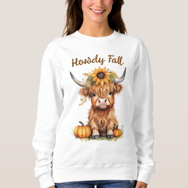 Höhere Kuh Sonnenblumenkürme fallen Herbst Sweatshirt (Vorderseite)
