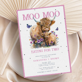 Höhere Kuh Whimsical Floral Pink Baby Dusche Einladung