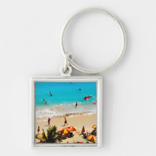 Höhere Sicht auf den Strand von Waikiki, Honolulu Schlüsselanhänger
