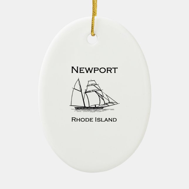 Hohes Schiff Newports Rhode Island Keramik Ornament (Vorne)