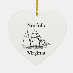 Hohes Schiffs-Logo Norfolks Virginia Keramik Ornament