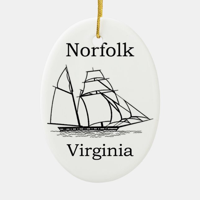 Hohes Schiffs-Logo Norfolks Virginia Keramik Ornament (Vorne)