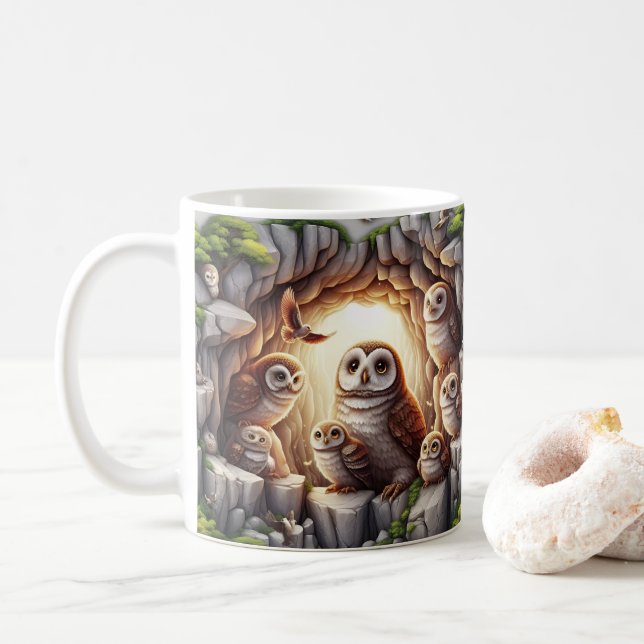 Höhle der Owls-Tasse Kaffeetasse (Mit Donut)
