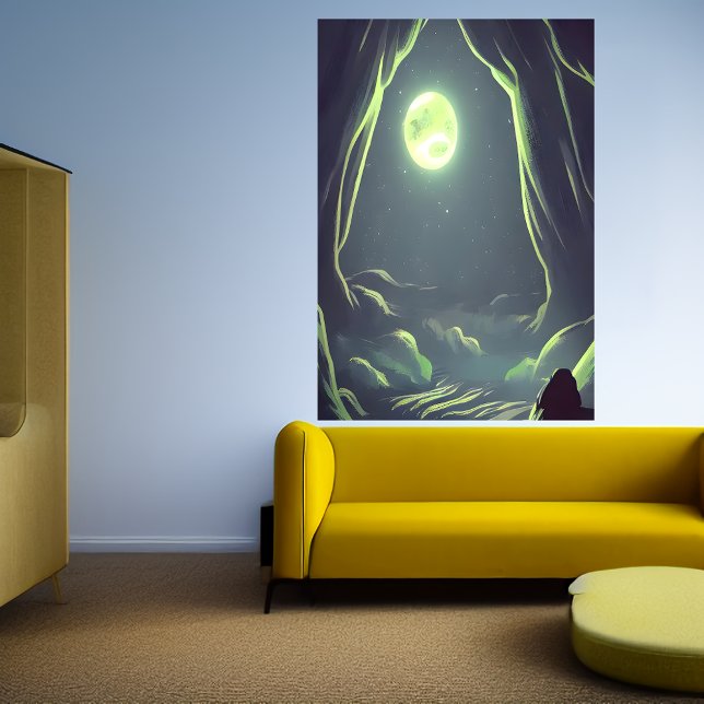 Höhle und Mond | AI Art Poster (Von Creator hochgeladen)