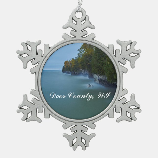 Höhlen-Punkt-Park, Door County, Schneeflocken Zinn-Ornament (Vorderseite)