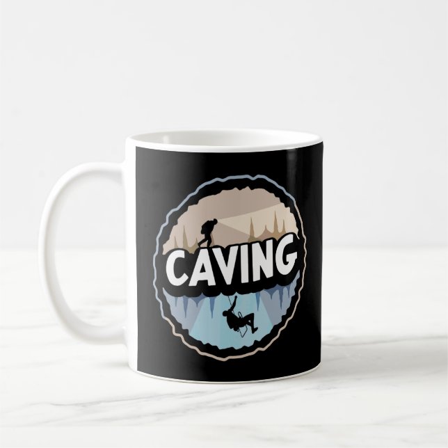 Höhlenforscher erkunden kaffeetasse (Links)