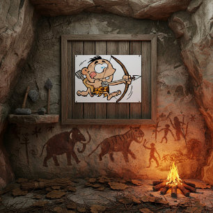 Höhlenjunge mit Bogen und Pfeil Poster