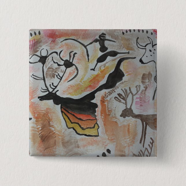 Höhlenkunst Abstrakt Button (Vorderseite)