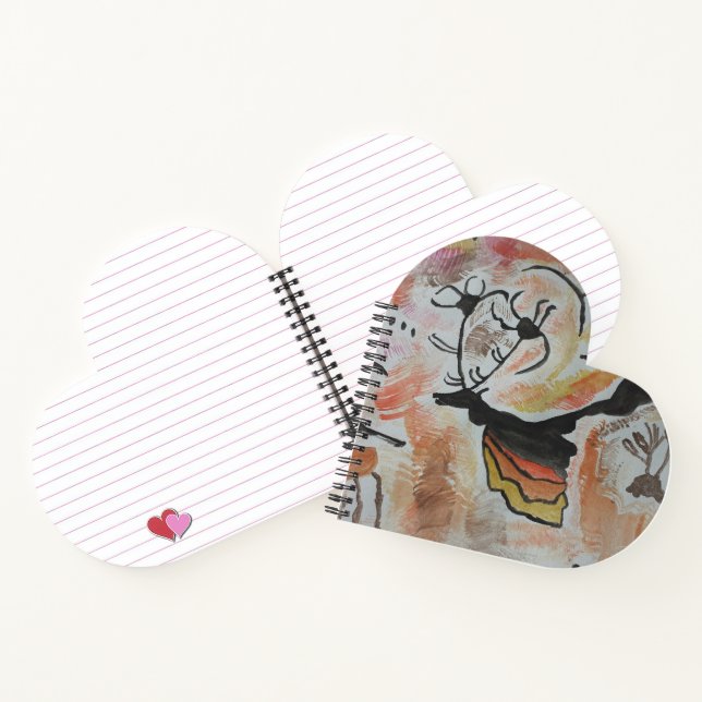 Höhlenkunst Abstraktes Herz Notizbuch (Innenseite)