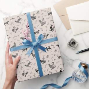 Höhlenkunstkatzen auf Beige Geschenkpapier