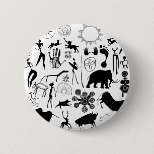 Höhlenmalereien - primitive Kunst Button