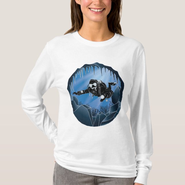 Höhlentauchen - Unterwassertaucher T-Shirt (Vorderseite)