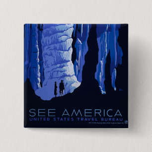 Höhlenweg Vintage Travel Poster Button