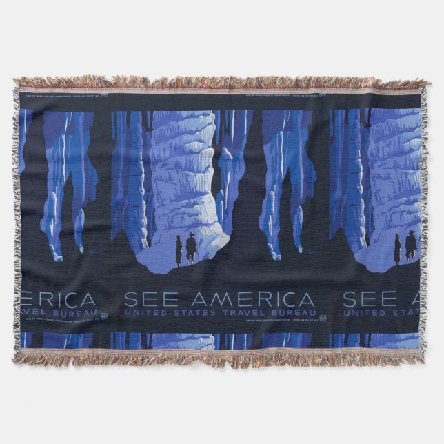 Höhlenweg Vintage Travel Poster Decke (Vorderseite)