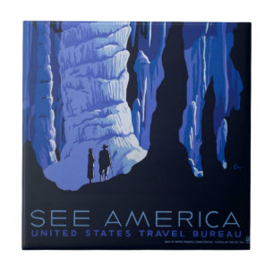 Höhlenweg Vintage Travel Poster Fliese