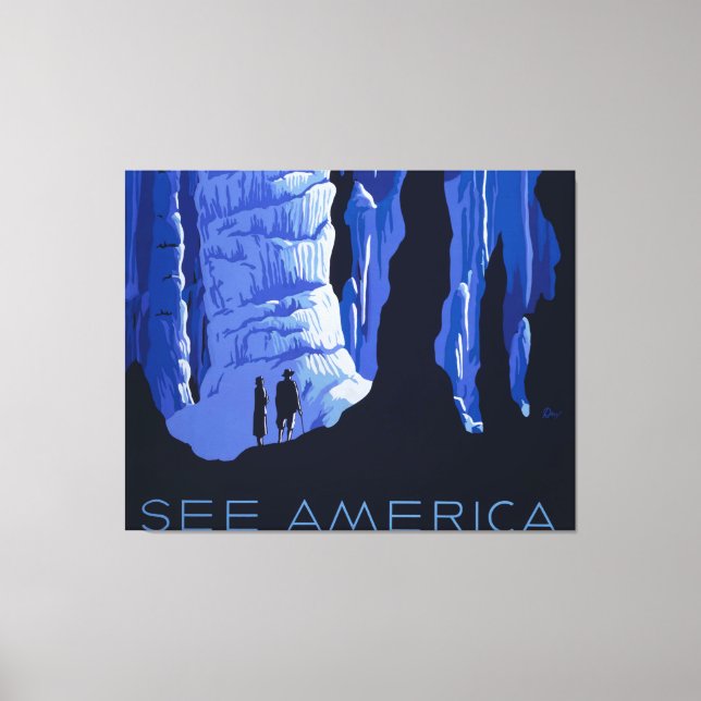 Höhlenweg Vintage Travel Poster Leinwanddruck (Vorderseite)