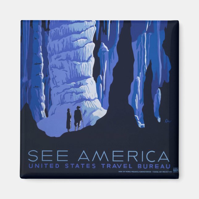 Höhlenweg Vintage Travel Poster Magnet (Vorne)