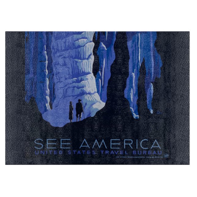 Höhlenweg Vintage Travel Poster Schneidebrett (Vorderseite)