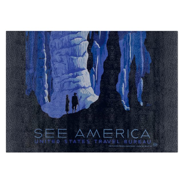 Höhlenweg Vintage Travel Poster Schneidebrett (Vorderseite)