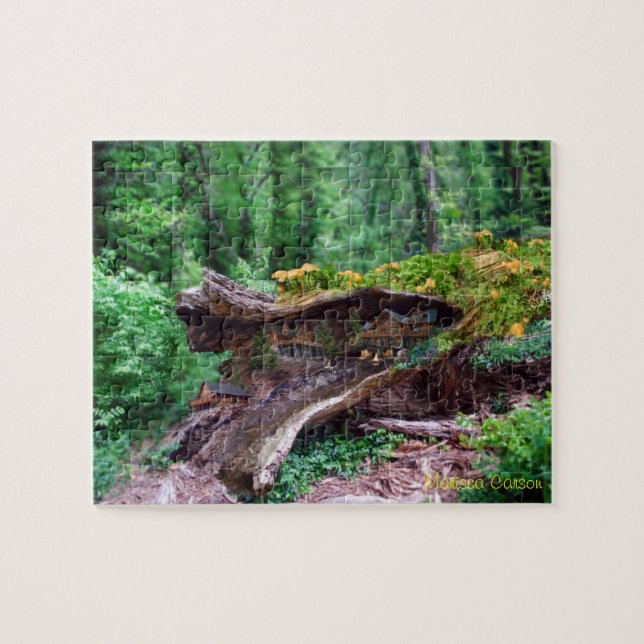 Hohler Klotz mit Haus-Puzzlespiel Puzzle (Horizontal)