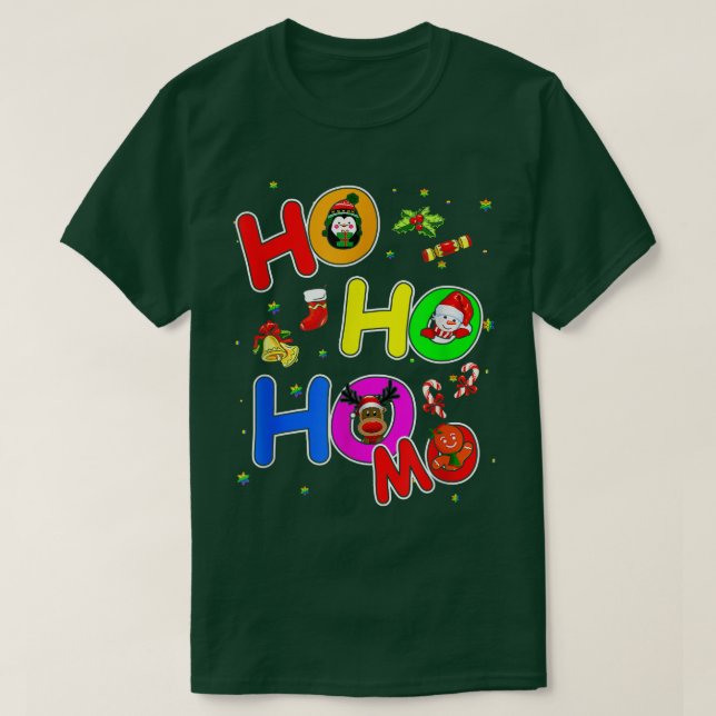 Hoho Homo Gay Weihnachts-Weihnachtsmannmütze Liebe T-Shirt (Design vorne)