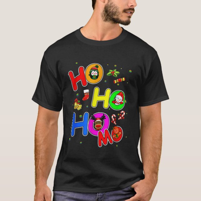 Hoho Homo Gay Weihnachts-Weihnachtsmannmütze Liebe T-Shirt (Vorderseite)