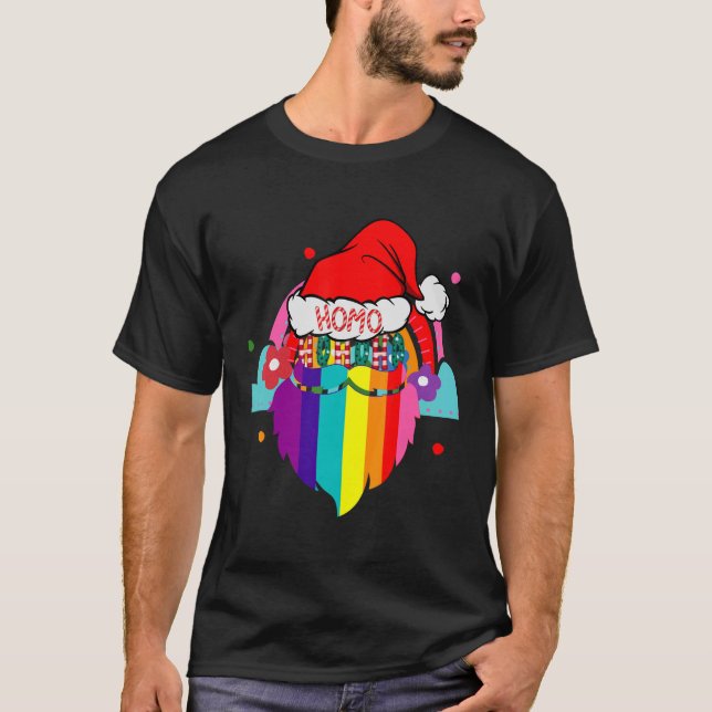 Hoho Homo Gay Weihnachtsfeier Weihnachtsmannmütze  T-Shirt (Vorderseite)