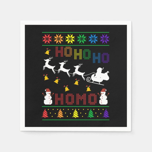 Hoho Homo LGBT Ugly Christmas Sweater Shirt Gift Serviette (Vorderseite)