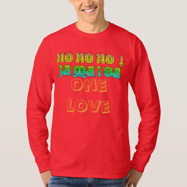 HoHo Jamaica Eine Liebe frohe Weihnachtsfarben T-Shirt (Vorderseite)