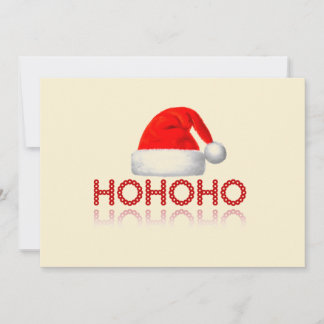 HoHoHo Einfacher Weihnachtsmann-Hut Rot Weiß Beige Feiertagskarte
