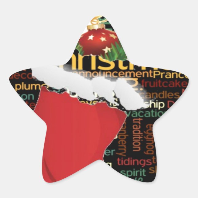 HoHoHo! Frohe Weihnachten GESCHENKE und ein guten Stern-Aufkleber (Vorderseite)