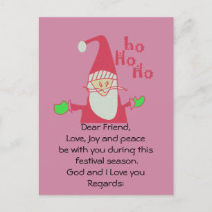 HoHoHo Weihnachtsmann Gott und ich liebe dich Post Feiertagspostkarte