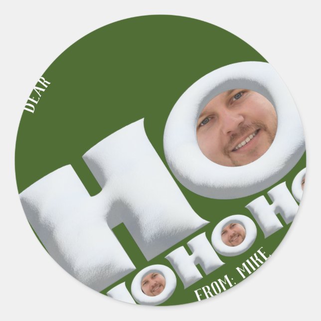 HOHOHOHO! Funny Papa Gesicht Weihnachtsgeschenke S Runder Aufkleber (Vorderseite)