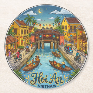 Hoi An Antike Stadt Vietnam Runder Pappuntersetzer