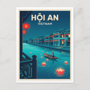 Hoi An Laternenfluss bei Nacht Vietnam Postkarte