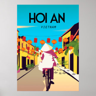 HOi An Town Vietnam Reiseplakat Fahrrad Poster