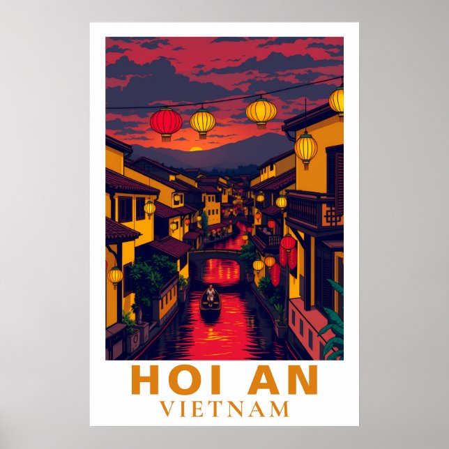 Hoi An Vietnam Vintage Travel Lanterns Poster (Vorne)
