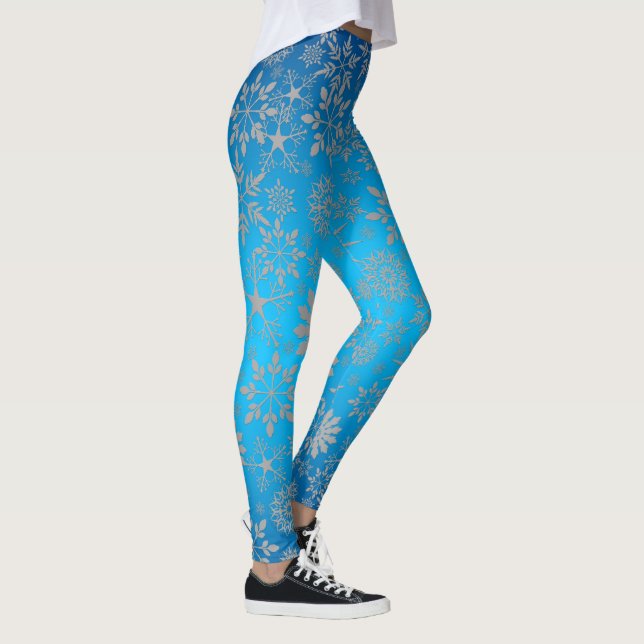 Hoilday Snowflake Muster Blau Leggings (Rechts)
