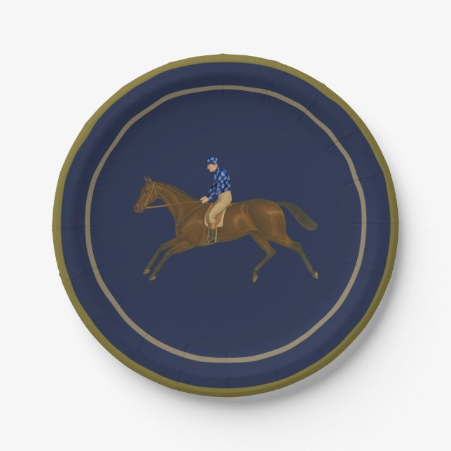 Hoity Toity Derby Party Plates, Navy Pappteller (Vorderseite)