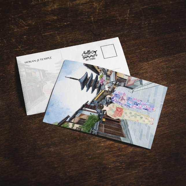 Hōkan-Ji Tempel Kyoto Japan Wasserfarbpostkarte Einladung (Von Creator hochgeladen)